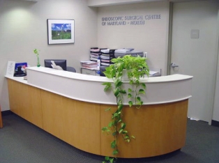 The receptionist desk at the Endoscopy Surgery Centre of Maryland - North