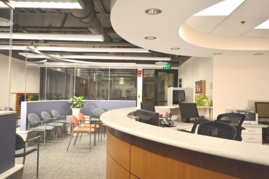 A view of the receptionist's area at MedPeds