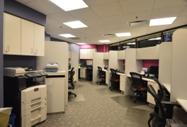 Cubicle area with workspaces and office equitment
