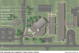 A site plan showing the view from above for the Fort Washington Community Park School Center