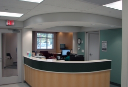 Receptionist desk at the surgery cetner